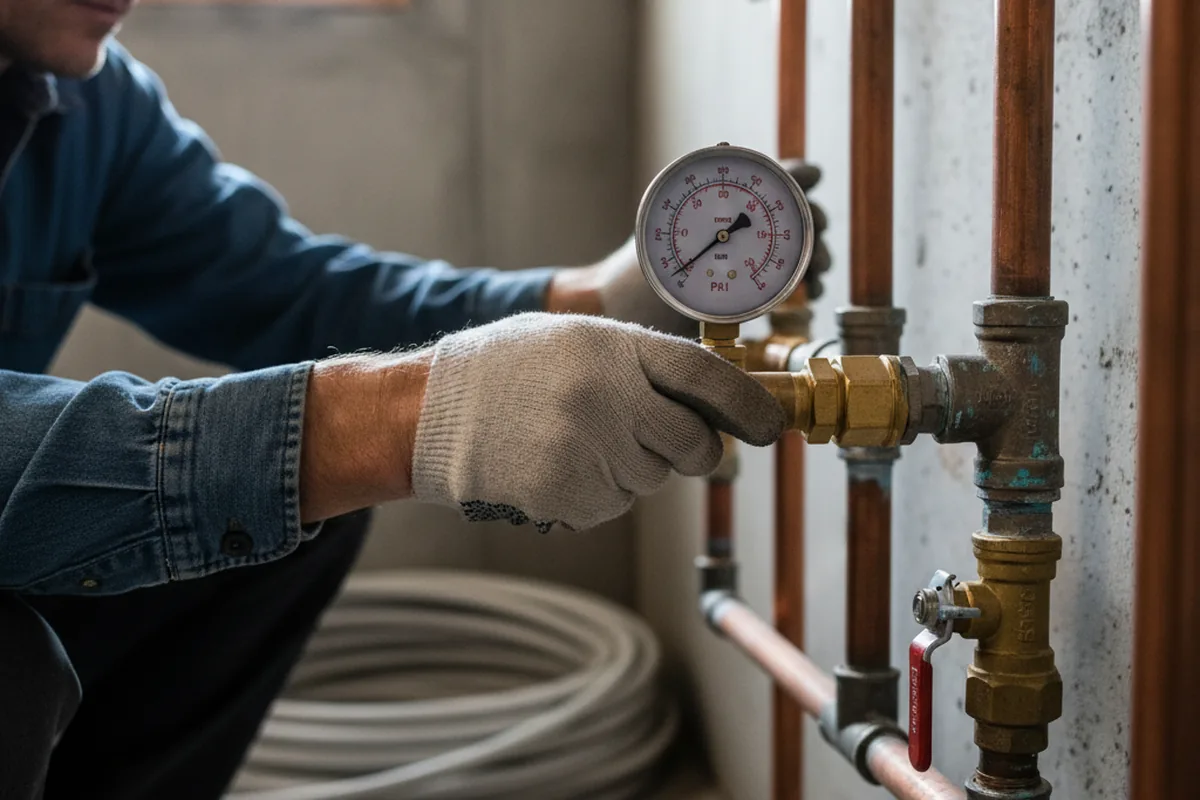Pressure testing a repaired line during Water Line Repair in Coxsackie